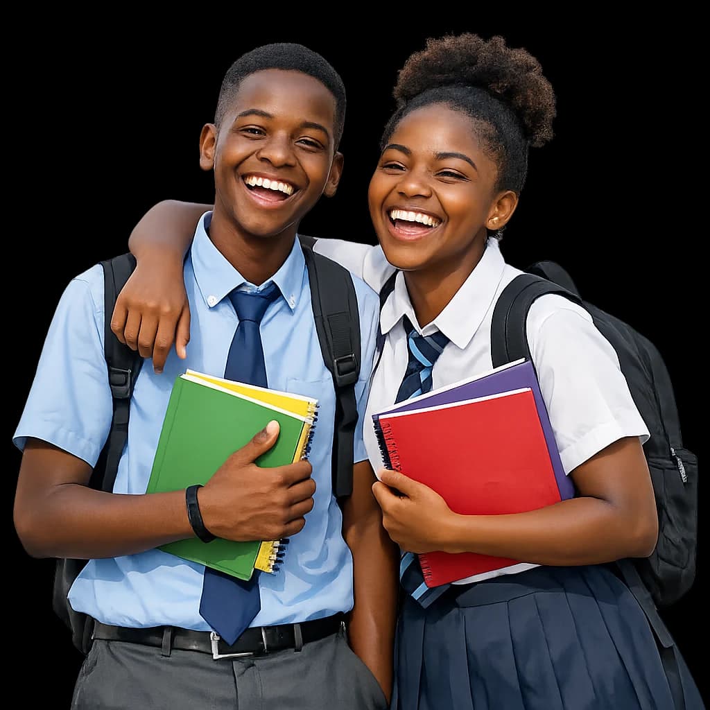 Two students with their school books